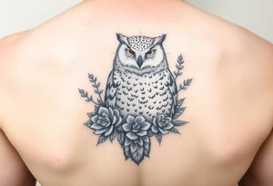 Snow Owl with Succulents tattoo idea