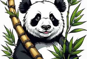 Cute panda only face with bamboo tattoo idea