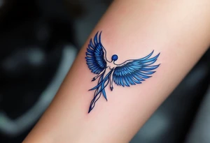 A sapphire-blue winged Isis, arms outstretched in divine motherhood. tattoo idea