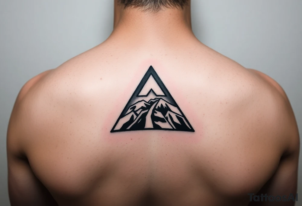 Geometric small triangle about different paths in life merge together and become stronger together while being psychedelic tattoo idea