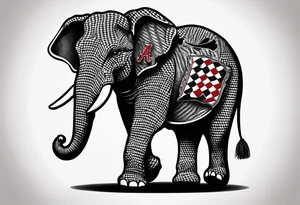 Elephant foot print filled with houndstooth print with alabama crimson tide A in it tattoo idea