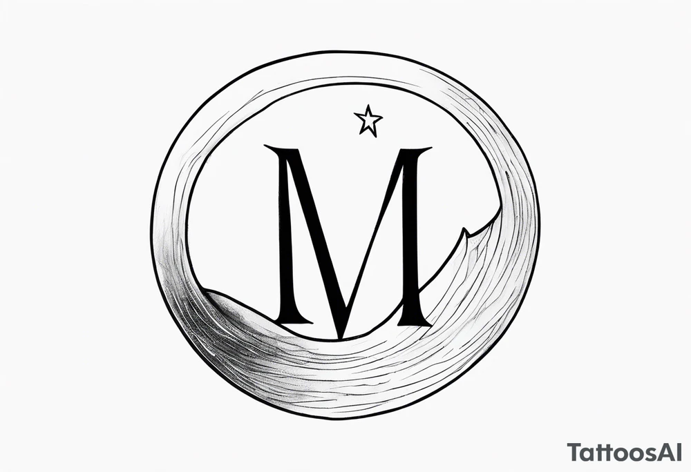 Moon and letter M tattoo idea