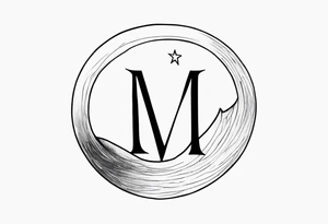 Moon and letter M tattoo idea