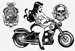 pinup doll riding a motorcycle tattoo idea