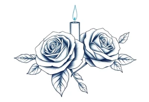 Passed love one, two roses, two candles, blue tattoo idea