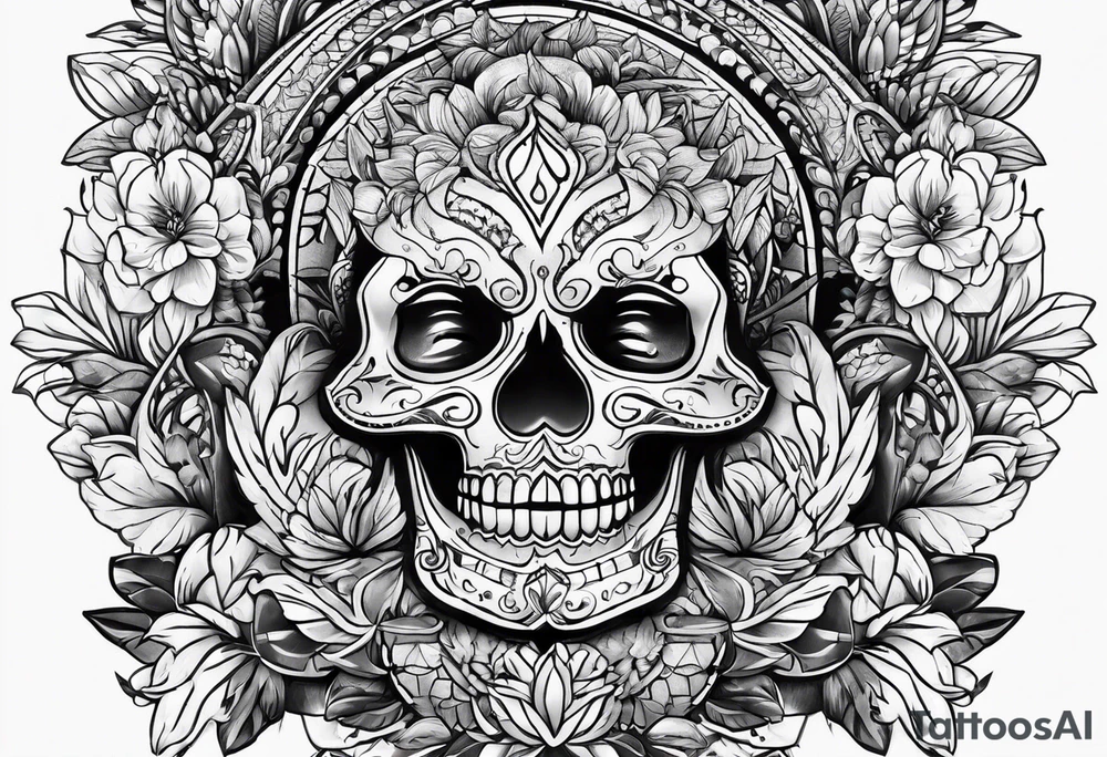Thigh art tattoo idea