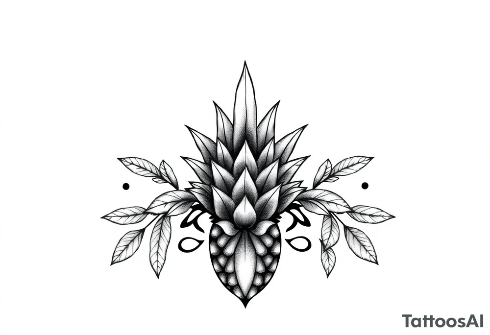 Bushy crown pineapple vagina, design to go over vagina , erotic vagina area design, anus to be at the bottom tattoo idea