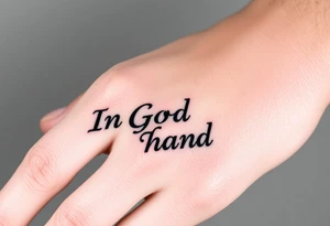 In God's Hand, With the words looking like they are coming at you with bold background tattoo idea