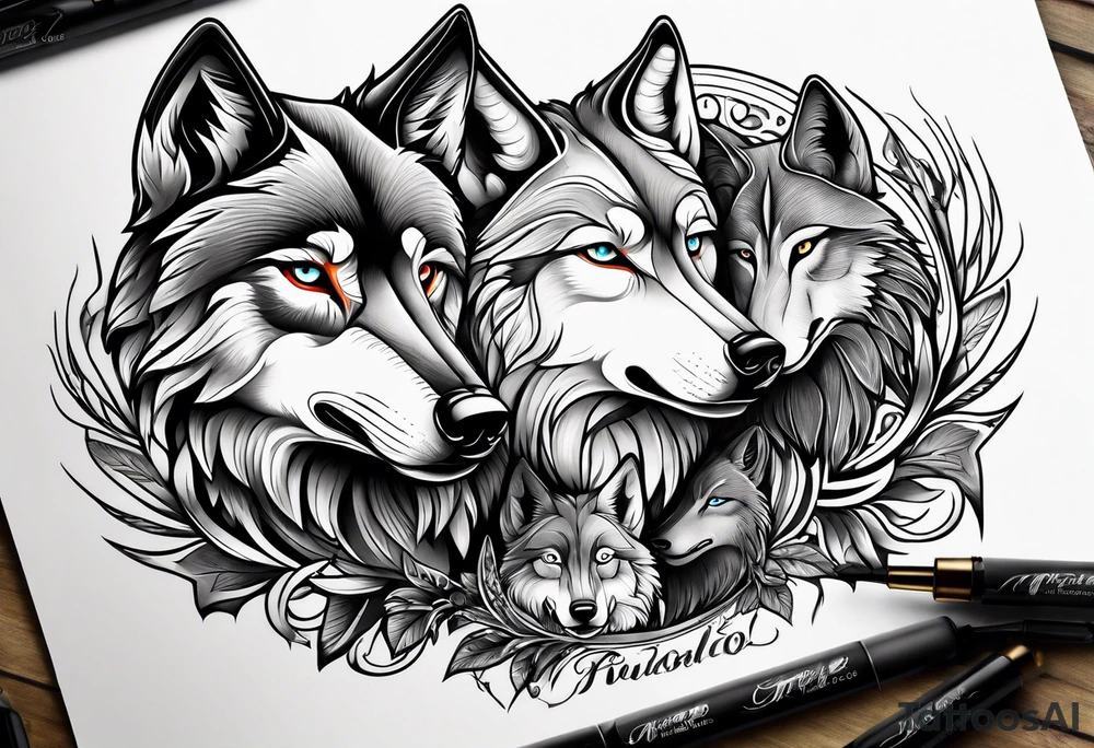 Wolf family tattoo idea