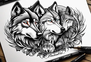 Wolf family tattoo idea