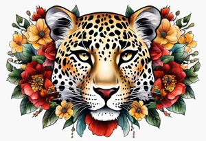 whole leopard body made out of vintage floral flowers tattoo idea