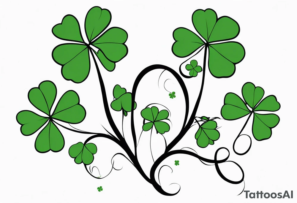 one single three leaf clover on a vine tattoo idea