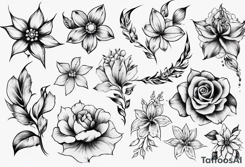 half sleeve with small flowers tattoo idea