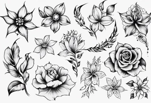 half sleeve with small flowers tattoo idea