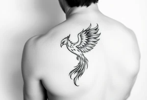 flaming phoenix on left arm tattoo idea