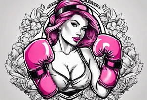 Breast cancer symbol with pink boxing gloves tattoo idea