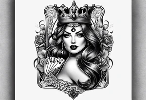 pinup style queen of spades tattoo idea