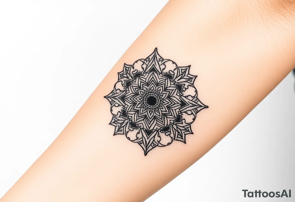 intricate mandala with sacred geometry and cosmic elements tattoo idea