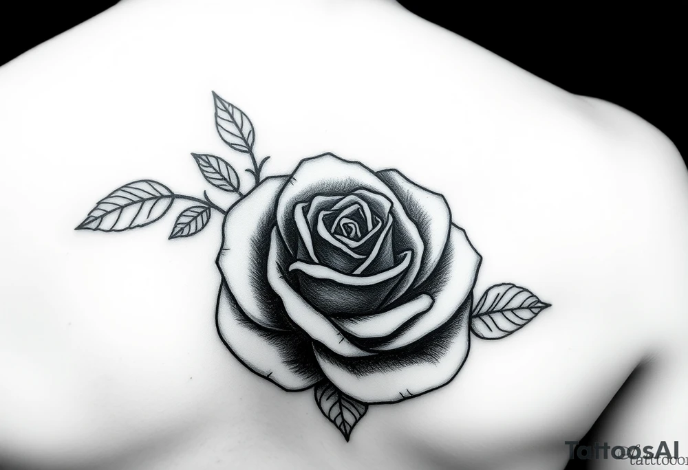 I have a small crescent moon tattoo. I want to cover it up with a rose tattoo. So I would like a rose tattoo with a crescent moon incorporated into it. I want the petal to be the moon shaped. The third one is the best, but can you clean it up? tattoo idea