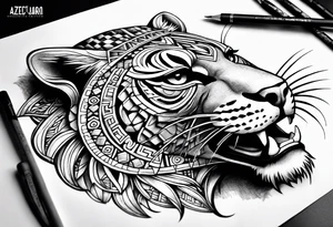 aztec jaguar stone tattoo idea