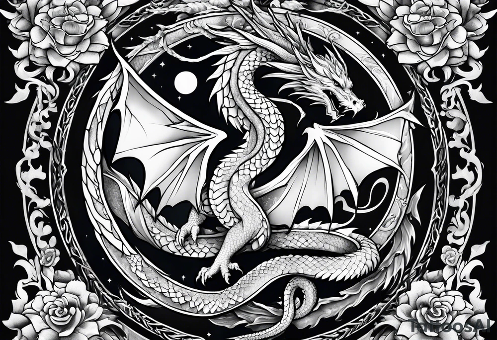Dragon snake angel tattoo idea