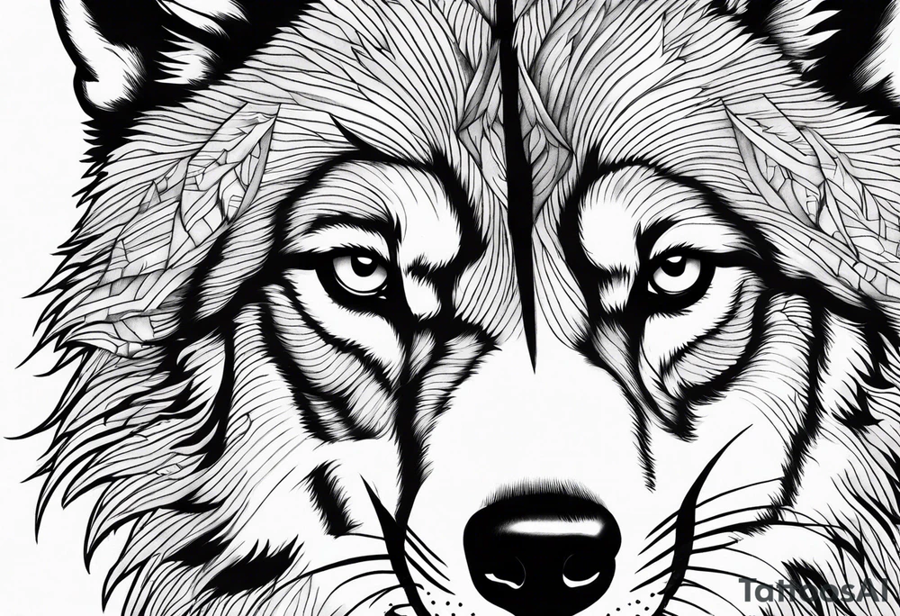 Mountains, wolf eyes underneath tattoo idea