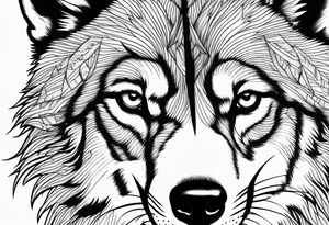 Mountains, wolf eyes underneath tattoo idea