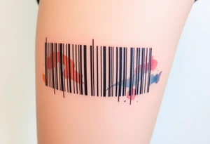 A barcode where the lines glitch and distort at the edges, symbolizing a love that breaks traditional codes. tattoo idea