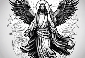 Jesus, looking at me (I am an eagle) and the holy Spirit. tattoo idea