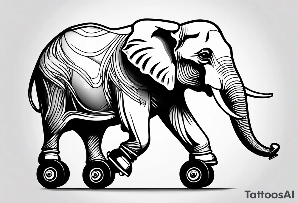 Elephant with roller skates tattoo idea