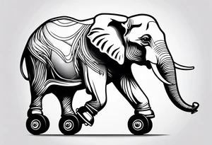 Elephant with roller skates tattoo idea