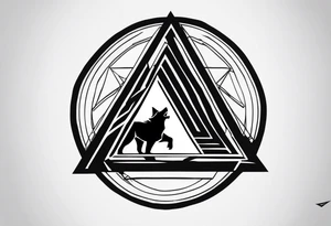 The valknut symbol with a wolf who is howling upwards. tattoo idea