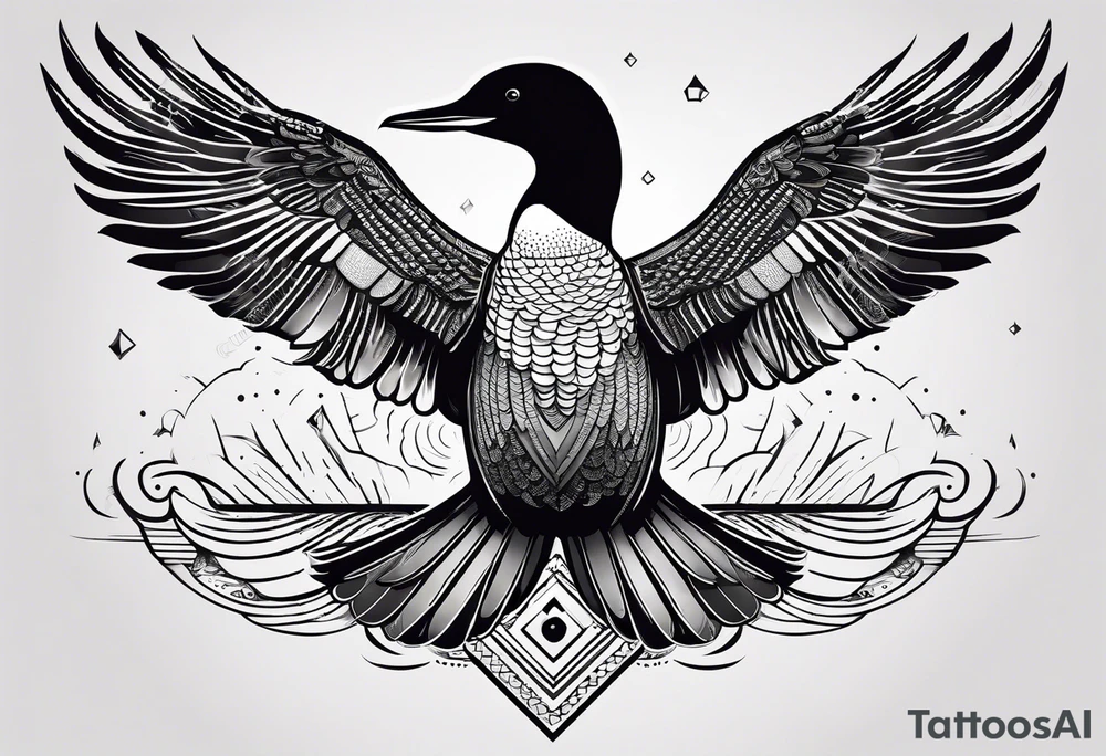 A loon with its wings spread looking badass and tough tattoo idea