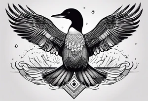 A loon with its wings spread looking badass and tough tattoo idea