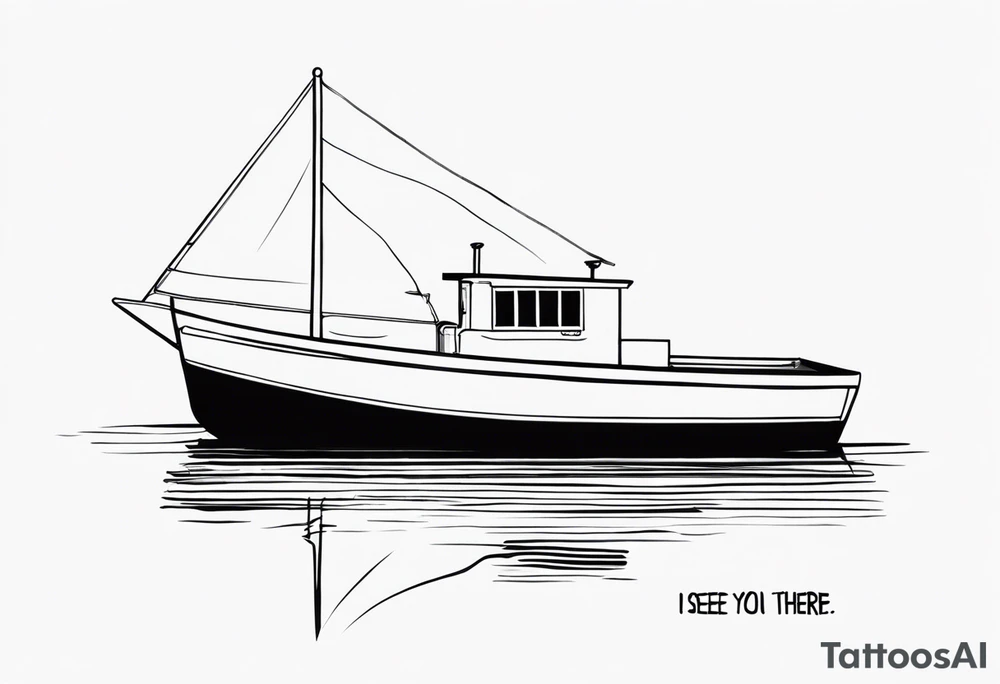 Quote “I see you there” with a boat tattoo idea