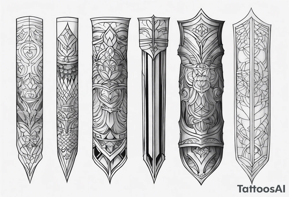 leg sleeve armor tattoo idea