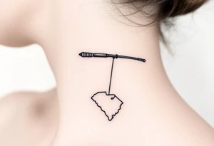 Girly fishing rod with something showcasing South Carolina state dangling from it tattoo idea