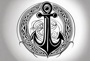 Celtic styling, anchor, compass, bass clef note, treble clef note, dog paw print, half sleeve, forearm tattoo idea