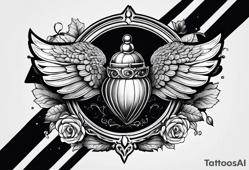 An angelic tattoo featuring an acorn with wings tattoo idea