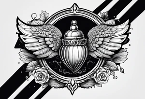 An angelic tattoo featuring an acorn with wings tattoo idea