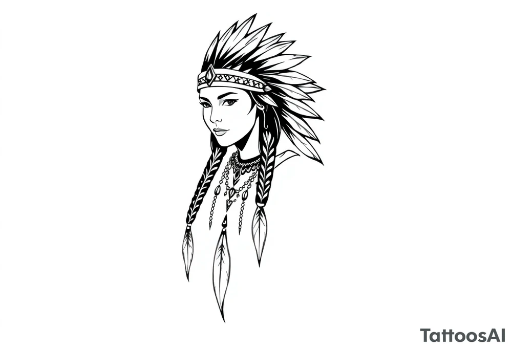 Female Native American tattoo idea