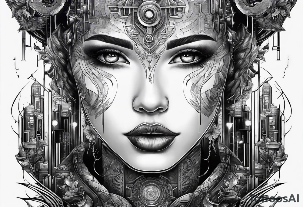 incorporate ideas from neuromancer into a sybmolic tattoo tattoo idea
