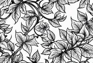 thin vines with leaves tattoo idea
