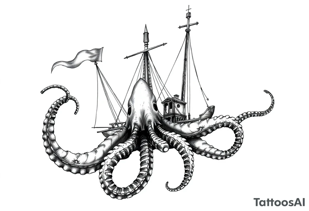 Queen Anne's Revenge with a kraken tattoo idea