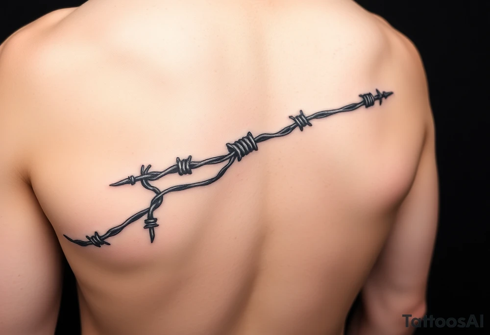 I want a barbed wire wraparound tattoo on my forearm that starts from my hand and goes around my arm to my bicep where it ends up coiling itself on the bicep. It should also have a part that looks like a chain which is breaking to representing breaking generational curses tattoo idea