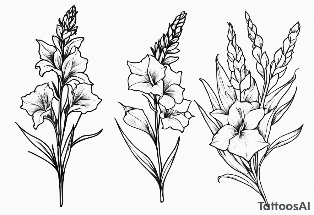 larkspur and gladiolas tattoo idea