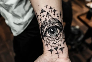 photographer trippy geometric tattoo idea