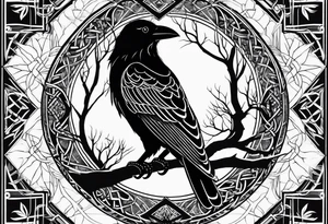 world tree with a raven and knotwork upper arm tattoo tattoo idea