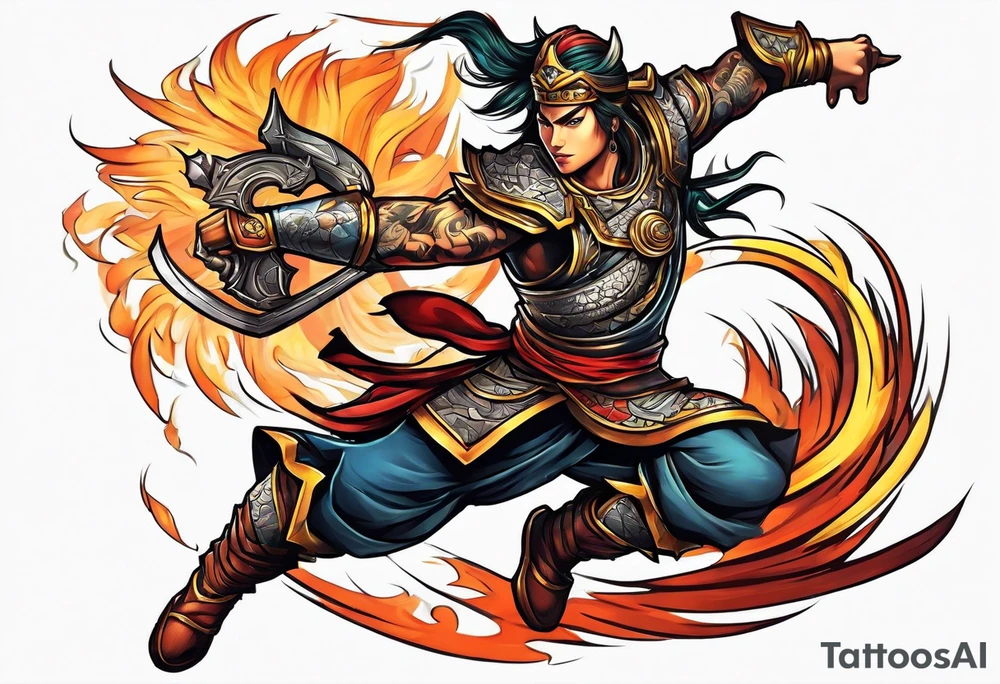 leaping warrior tattoo idea