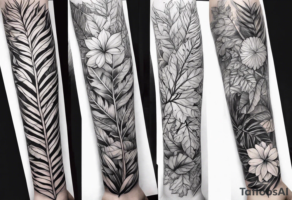 Foliage arm sleeve tattoo idea